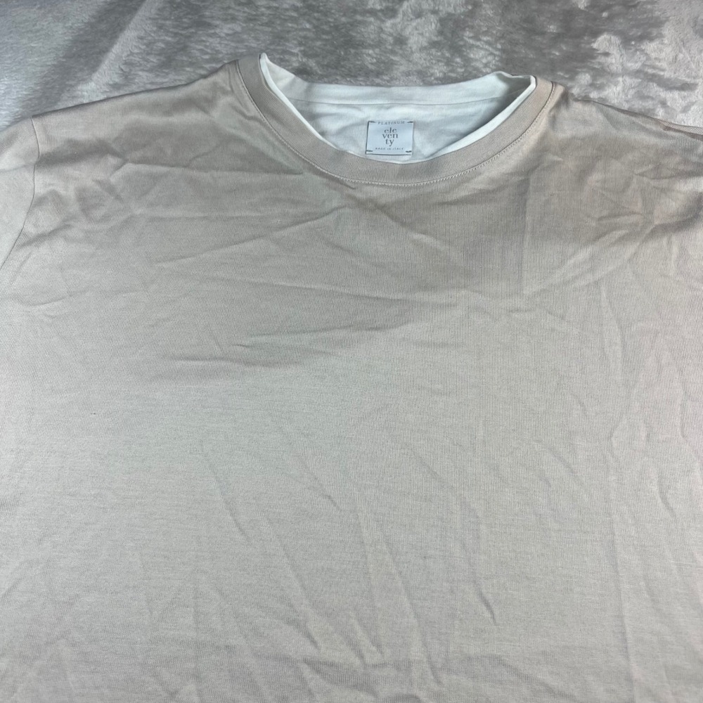 Eleventy Mens XXL T-Shirt Beige Double Layer Cotton Made in Italy 175TSHI02